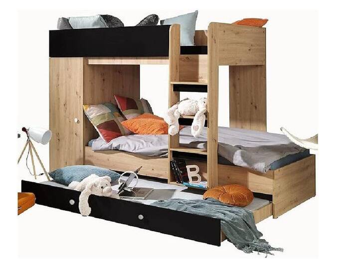 ABIKS MÖBEL Etagenbett SMART 2 Hochbett für Jugendliche mit Kleiderschrank, Regalen, Treppe, Artisan-Eiche + mattschwarze + weiße Griffe ABIKS MÖBEL Etagenbett SMART 2 Hochbett für Jugendliche mit Kleiderschrank, Regalen, Treppe, Artisan-Eiche + mattschwarze + weiße Griffe von ABIKS-MÖBEL