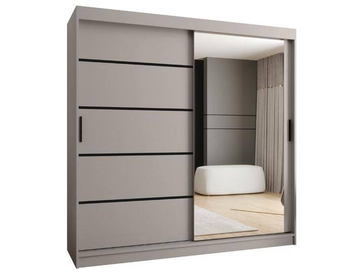 ABIKS MÖBEL Schwebetürenschrank RUBINO V 200 Schlafzimmerschrank mit Schiebetüren Kleiderstange Regale, VERONA 2 von ABIKS-MÖBEL