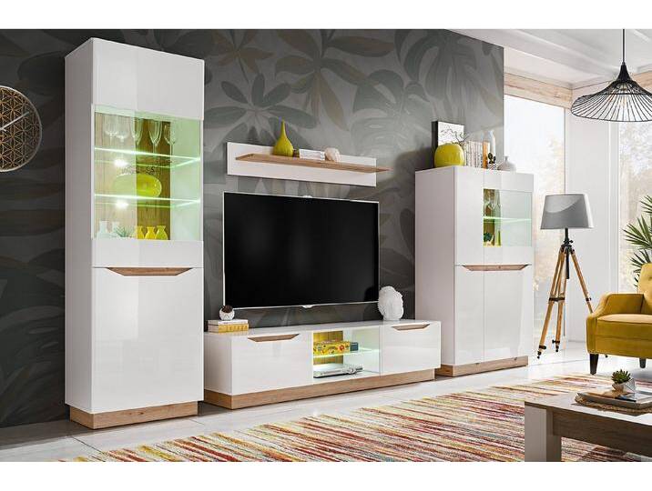 ABIKS MÖBEL Wohnwand Wohnwand Wohnzimmer FAME - Wohnwand Modern – Lowboard Wohnzimmer, (4-St) von ABIKS-MÖBEL