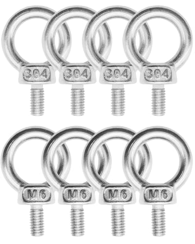 ABINLIN Ringschraube M6, 8 Stück Ösenschrauben 304 Edelstahl, Schraubösen, Augenschraube, Ringmutter, Ringschrauben von ABINLIN