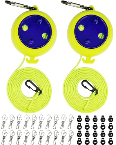 Camping Wäscheleine Ausziehbar 2 Stück - 10 M Reise Wäscheleine Outdoor, rutschfeste Campingzubehör für Wohnmobil, Balkon, Zelten Gadgets (Grün) von ABINLIN