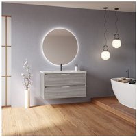 Abitare - Bristol Badezimmer-Hängeschrank 100 cm sandgestrahlt grau mit Waschbecken - Grau 100 cm Standard Abitare - Bristol Badezimmer-Hängeschrank 100 cm sandgestrahlt grau mit Waschbecken - Grau 100 cm Standard von ABITARE