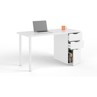 Abitare - Büroschreibtisch 138x60x74h cm mattweiß mit 2 Schubladen und 1 Tür – Baden von ABITARE