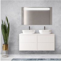 Abitare - Hängender Badezimmerschrank 120 cm aus satinweißem Holz mit Doppelwaschbecken – Olympus - 120 cm Standard Abitare - Hängender Badezimmerschrank 120 cm aus satinweißem Holz mit Doppelwaschbecken – Olympus - 120 cm Standard von ABITARE
