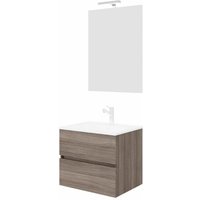 Abitare - Hängender Badezimmerschrank 60 cm aus geräuchertem Eichenholz mit Waschbecken und Spiegel – Empoli - mit spiegel und led Lampe Abitare - Hängender Badezimmerschrank 60 cm aus geräuchertem Eichenholz mit Waschbecken und Spiegel – Empoli - mit spiegel und led Lampe von ABITARE