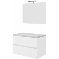 Abitare - Hängender Badezimmerschrank 80 cm aus glänzend weißem Holz und Betonplatte mit Waschbecken und Spiegel – Civo - Con colonna specchio e Abitare - Hängender Badezimmerschrank 80 cm aus glänzend weißem Holz und Betonplatte mit Waschbecken und Spiegel – Civo - Con colonna specchio e von ABITARE
