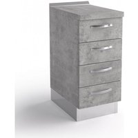 Abitare - Küchenkorpus 40x60x84 cm Holz grau Beton mit vier Schubladen - Massa von ABITARE