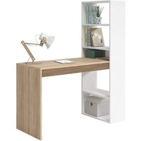 Abitare - Schreibtisch 120x53x144 cm mit Regal 144 cm in kanadischer Eiche und mattweiß – Belfast von ABITARE