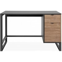 Abitare - Schreibtisch 120x76H Bambus und Anthrazitgrau mit einer Tür und einer Schublade - Avellino von ABITARE