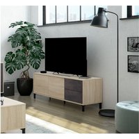 Abitare - TV-Möbel 130x41x47 cm Oxidoptik und kanadische Eiche mit 2 Türen und 2 Schubladen – Mineo von ABITARE