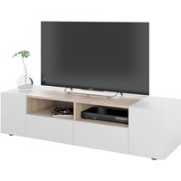 Abitare - TV-Möbel 138x42x26,13 cm mattweiß und kanadische Eiche mit 4 Türen – Neapel von ABITARE