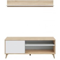 Abitare - TV-Wand 135 cm mattweiß und Eiche – Nuoro von ABITARE