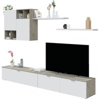 Abitare - TV-Wand 260 cm mattweiß und Eiche – Tartu von ABITARE