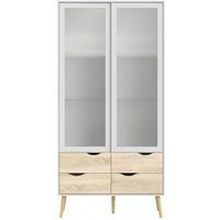 Abitare - Vitrine für Wohnzimmer in Mattweiß und Eiche mit zwei Türen und vier Schubladen 200 cm - Gladiolo von ABITARE