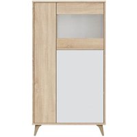 Wohnzimmervitrine 142x33x77 cm mattweiß und Eiche mit 3 Türen – Nuoro Wohnzimmervitrine 142x33x77 cm mattweiß und Eiche mit 3 Türen – Nuoro von ABITARE