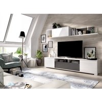 Ausgestatteter Wand-TV-Ständer 200 cm glänzend weiß und graphit - Marsiglia von ABITARE
