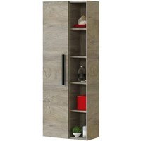 Badschrank 51x25x135 cm Eiche mit 1 Tür und 4 Ablagen – Veria von ABITARE
