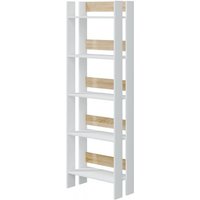Abitare - Bücherregal 57x27x170 cm mattweiß und kanadische Eiche mit 5 Regalböden – Margherita von ABITARE