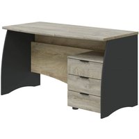 Büroschreibtisch 136x67x74 cm mit Rollcontainer und 3 Schubladen anthrazitgrau und Eiche – Svizzera von ABITARE