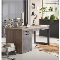 Büroschreibtisch 170x69cm Anthrazitgrau und Eiche mit zwei Schubladen und einer Tür - Adrano Büroschreibtisch 170x69cm Anthrazitgrau und Eiche mit zwei Schubladen und einer Tür - Adrano von ABITARE
