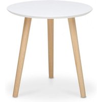 Abitare - Couchtisch mit einem Durchmesser von 32 cm in Mattweiß mit Beinen aus Kiefernholz - Etna von ABITARE