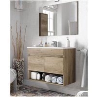 Hängender Badezimmerschrank 80 cm nordisch mit Spiegel - Nancy - Nordik Mit Led von ABITARE