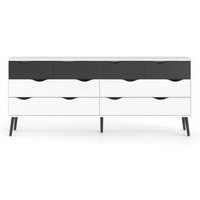 Mattschwarz-weiße Kommode mit acht Schubladen 196 x 82H cm - Gladiolo von ABITARE