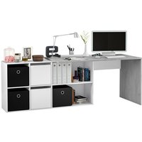 Multifunktions-Schreibtisch 203x66x74h cm mit 2 Türen und 4 Ablagen mattweiß und Betonoptik – Seda Multifunktions-Schreibtisch 203x66x74h cm mit 2 Türen und 4 Ablagen mattweiß und Betonoptik – Seda von ABITARE
