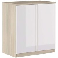 Schrank 87 cm glänzend weiß und Eiche mit zwei Türen - Cosenza von ABITARE