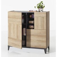 Sideboard 120 cm Eiche und Grau mit 3 Türen und 1 Fach mit zwei Glasböden - Monza Sideboard 120 cm Eiche und Grau mit 3 Türen und 1 Fach mit zwei Glasböden - Monza von ABITARE