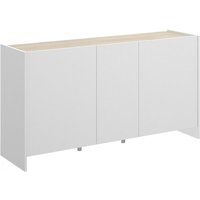 Sideboard 138 cm mattweiß und natürliches helles Mokka mit drei Türen - Trani von ABITARE