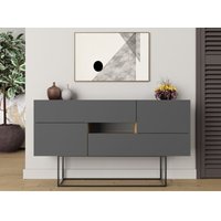 Sideboard 145x82 h cm Anthrazitgrau und helle Eiche mit zwei Türen und zwei Schubladen – Frosolone von ABITARE