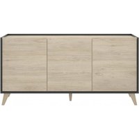 Sideboard 155 cm Graphit und Natureiche mit drei Türen - Corato von ABITARE