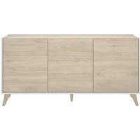 Sideboard 155 cm mattweiß und Natureiche mit drei Türen - Corato von ABITARE