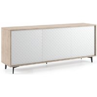 Sideboard 184 cm Eiche und Mattweiß mit 3 Türen - Fasano von ABITARE