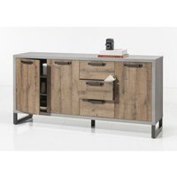 Sideboard 184 cm mit 3 Türen und 3 Schubladen in Eiche und Betonstruktur - Adrano von ABITARE