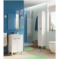 Stand-Badezimmerschrank 50 cm glänzend weiß mit Spiegel - Oxford - Glänzendes Weiß Standard von ABITARE