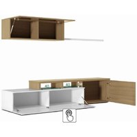 Abitare - TV-Wandschrank 200 cm glänzend weiß und kanadische Eiche - Gand Abitare - TV-Wandschrank 200 cm glänzend weiß und kanadische Eiche - Gand von ABITARE