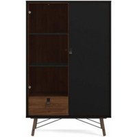 Abitare - Wohnzimmervitrine in Mattschwarz und Walnuss - Longarone Abitare - Wohnzimmervitrine in Mattschwarz und Walnuss - Longarone von ABITARE