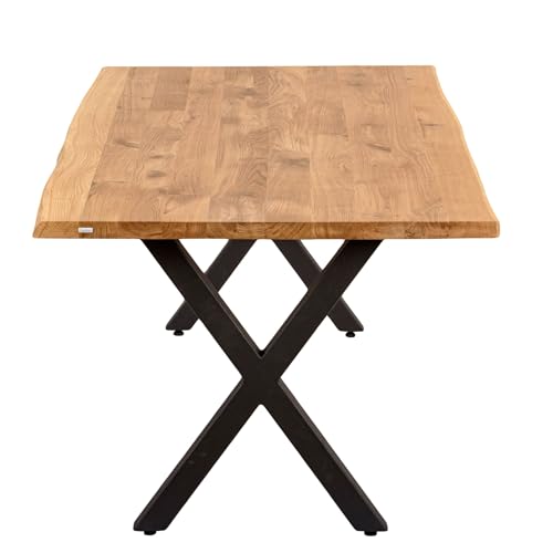 ABL HOLZ-ZENTRALE Massivholztisch Eiche 140x80 cm mit Baumkante – Esszimmertisch mit 4 cm Tischplatte & X-Gestell aus Metall – moderner Esstisch, handgefertigt, Natürlich geölt ABL HOLZ-ZENTRALE Massivholztisch Eiche 140x80 cm mit Baumkante – Esszimmertisch mit 4 cm Tischplatte & X-Gestell aus Metall – moderner Esstisch, handgefertigt, Natürlich geölt von ABL HOLZ-ZENTRALE