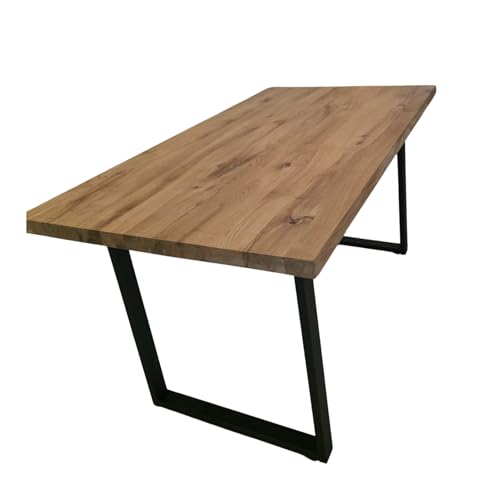 ABL HOLZ-ZENTRALE Massivholztisch Eiche 200x100 cm gerade Kante – Esszimmertisch mit 4 cm Tischplatte & U-Gestell aus Metall – moderner Esstisch, Natürlich geölt, handgefertigt ABL HOLZ-ZENTRALE Massivholztisch Eiche 200x100 cm gerade Kante – Esszimmertisch mit 4 cm Tischplatte & U-Gestell aus Metall – moderner Esstisch, Natürlich geölt, handgefertigt von ABL HOLZ-ZENTRALE