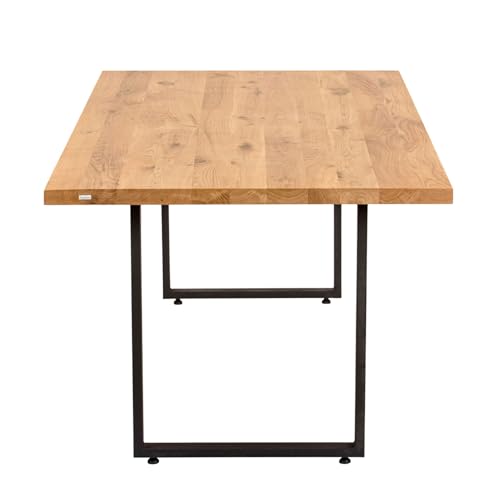 ABL HOLZ-ZENTRALE Massivholztisch Eiche 220x100 cm gerade Kante – Esszimmertisch mit 4 cm Tischplatte & U-Gestell aus Metall – moderner Esstisch, Natürlich geölt, handgefertigt ABL HOLZ-ZENTRALE Massivholztisch Eiche 220x100 cm gerade Kante – Esszimmertisch mit 4 cm Tischplatte & U-Gestell aus Metall – moderner Esstisch, Natürlich geölt, handgefertigt von ABL HOLZ-ZENTRALE