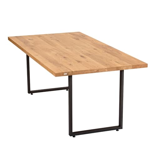 ABL HOLZ-ZENTRALE Massivholztisch Eiche 240x100 cm gerade Kante – Esszimmertisch mit 4 cm Tischplatte & U-Gestell aus Metall – moderner Esstisch, Natürlich geölt, handgefertigt ABL HOLZ-ZENTRALE Massivholztisch Eiche 240x100 cm gerade Kante – Esszimmertisch mit 4 cm Tischplatte & U-Gestell aus Metall – moderner Esstisch, Natürlich geölt, handgefertigt von ABL HOLZ-ZENTRALE