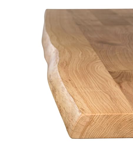 ABL HOLZ-ZENTRALE Tischplatte Eiche massiv 4 cm,140x80 cm mit Baumkante Massivholzplatte, Natürlich Geölt, Hochwertige Massivholzplate von ABL HOLZ-ZENTRALE
