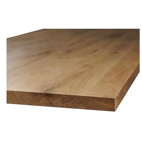ABL HOLZ-ZENTRALE Tischplatte Eiche massiv 4 cm Stärke, 140x80 cm gerade Kante, Hochwertige Massivholzplatte, Natürlich Geölt von ABL HOLZ-ZENTRALE