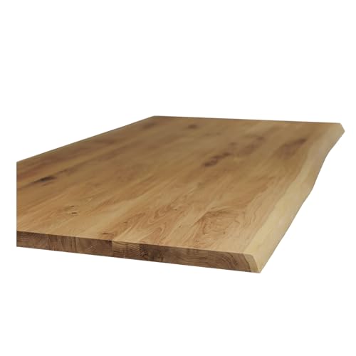 ABL HOLZ-ZENTRALE Tischplatte Eiche massiv 4 cm Stärke, 220x100 cm mit Baumkante, Hochwertige Massivholzplatte, Natürlich Geölt von ABL HOLZ-ZENTRALE