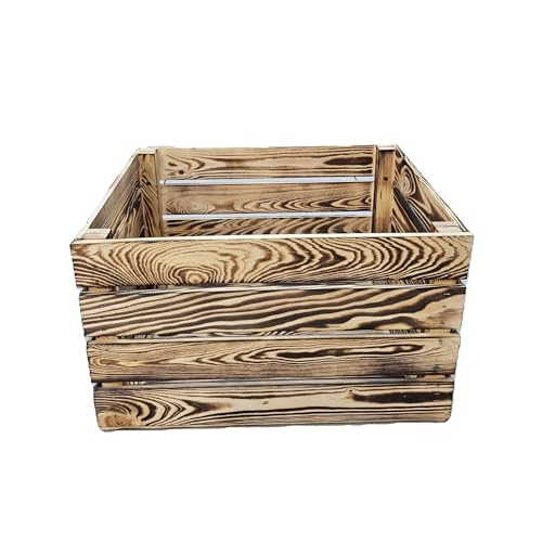 ABL HOLZ-ZENTRALE Vintage Holzkisten Geflammt – 50x40x30 cm – Weinkisten & Obstkisten im Used-Look – Dekokisten & Regale – Holzboxen als Möbel & Aufbewahrung – Rustikale Deko (1) von ABL HOLZ-ZENTRALE