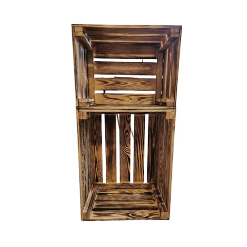 ABL HOLZ-ZENTRALE Vintage Holzkisten Geflammt – 50x40x30 cm & 40x30x25 cm – Weinkisten & Obstkisten im Used-Look – Dekokisten & Regale – Holzboxen als Möbel & Aufbewahrung – Rustikale Deko (2) von ABL HOLZ-ZENTRALE