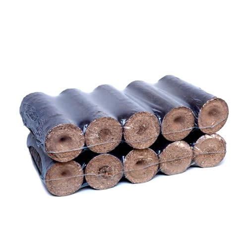 HOLZBRIKETTS NESTRO 100% Eiche, 20 kg (2 Packungen je 10 kg) – Premium Hartholz Briketts für Kamin & Ofen – Runde Briketts aus Brennholz – Hohe Wärmeleistung, Lange Brenndauer. von ABL HOLZ-ZENTRALE