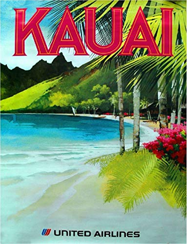 ABLERTRADE 1960er Kauai Hawaii Hawaiian Beach United States Travel Werbung Kunst Metall Poster Blechschild 20,3 x 30,5 cm Wanddekoration Schild von ABLERTRADE